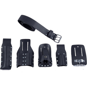 Ceinture porte-outils robuste en cuir pleine fleur réglable et légère, pochette pour clés à molette, pour entrepreneur et ouvrier du bâtiment sur chantier - Product Image 3