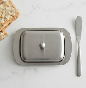 Beurrier rectangulaire en acier inoxydable avec couvercle hermétique pour la conservation de la fraîcheur, idéal pour la cuisine et les fêtes, design minimaliste - Product Image 2