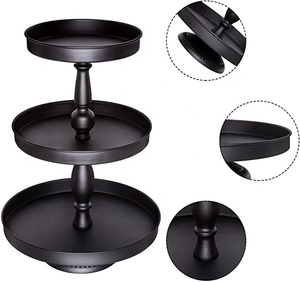 Soporte de pastel moderno de 3 niveles para cupcakes y torre de pastel de boda soportes de postre de Metal con bandejas de servicio negras para decoración de platos - Product Image 3
