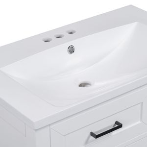 Mobile Bagno Bianco da 30 Pollici con Lavabo e Cassetti, Struttura Solida in MDF (Vecchio SKU N725S999222K) - Product Image 3