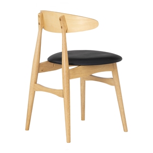 Silla de Comedor Premium NESTHOUZ, Respaldo de Madera Curvada de Roble Malayo, Asiento de Vinilo Color Espresso, Estilo Nórdico, 1 Año de Garantía para Uso Residencial - Product Image 3