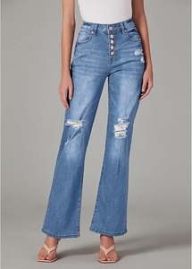 Women's <b>Boot</b> Cut Jeans Workwear Office Casual Weekend Daily Wear Cotton Vintage Knee-Length Light Wash - Product Image 1