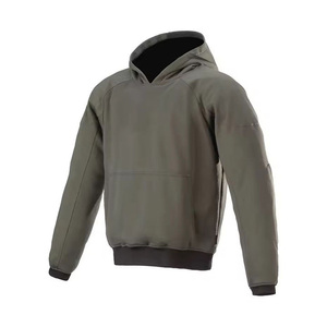 Men's Olive Green Kevlar Hoodie Regular Fit Solid Color French Terry Breathable Casual Autumn Wear - Product Image 1