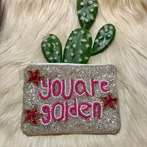 Porte-monnaie élégant et mignon en perles, porte-monnaie Mardi Gras, mini sac à fermeture éclair, broderie à la main, design luxueux en perles - Product Image 1