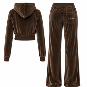 Conjunto Deportivo Casual de Invierno para Mujer, de Terciopelo, con Estampado de Letras, Sudadera y Pantalones Deportivos Rectos, 2 Piezas - Product Image 4