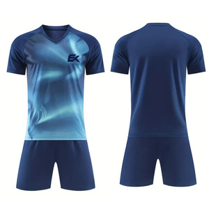 Conjunto de Camiseta de Fútbol Sublimada con Degradado Azul para Hombre, Manga Corta, Cuello en V, Absorbe la Humedad, Ajuste Atlético, Uniforme de Fútbol - Product Image 1