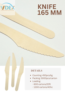 Emballage en vrac Couteau-Fourchette-Cuillère en bois biodégradable 160MM paquet 10kg/caisse - Product Image 4