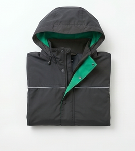 Chaqueta Impermeable con Capucha para Hombre, Diseño Color Block, Casual, Recubierta de PU, Poliéster, para Otoño, Corte Regular, Cuello Camisero - Product Image 3
