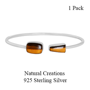 925 Sterling Silver High Finish Twister <b>Bracelet</b> Tiger Eye Gemstone Two Shape Square Cushion Tie Cabochon Bezel Setting Trendy - Product Image 1