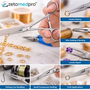 Pinzas Hemostáticas con Mordazas Dentadas de 7 Pulgadas para Joyería, Reparación de Líneas de Pesca y Sujeción Segura ZetomedPro - Product Image 2