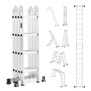Escalera Plegable Extensible Multiusos 7 en 1, Diseño Telescópico de 4 Peldaños, Alcance de 15.5 pies, Alta Resistencia - Product Image 1