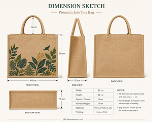 Sac fourre-tout en jute grande taille à motif floral avec poignée d'épaule, idéal pour la plage, les mariages, les expositions et les courses - Product Image 2