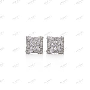 Pendientes de Oro Blanco con Corte Cuadrado, Clásicos, para Mujer, al Mejor Precio, Plateados - Product Image 3