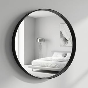 30 Inch <b>Round</b> <b>Black</b> Bathroom Vanity <b>Mirror</b> with Deep <b>Frame</b> - Product Image 5