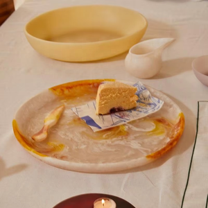 High Quality White Swirl Resin Plates Premium Modern Luxury Design Handmade Durable <b>Marble</b> Pattern Bowl Homeware <b>Dinnerware</b> <b>Set</b> - Product Image 1