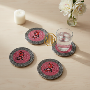 Round Cherry Design Fabric Coaster Handmade Bohemian <b>Table</b> <b>Mats</b> for Kitchen Dining Decor - Product Image 3