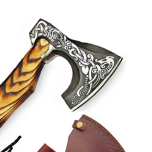 Burraq Custom 17" Handmade Stainless Steel <b>Axe</b> Head Tomahawks Rosewood Handle Leather Sheath 4.5in Cutting Edge DIY Industrial - Product Image 3