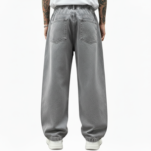 Jeans en denim vintage coupe droite pour homme, marque personnalisée, haute qualité, style décontracté, vente en gros - Product Image 3