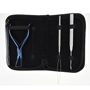 Professional Hair Extension Tools Kit Black Stainless Steel <b>Pliers</b> <b>Set</b> with Loop Needle Section Clips Rat Tail Comb Complete - Product Image 1