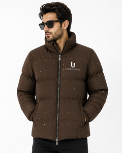 Custom Men Brown Puffer Jacket Winter Quilted Bubble Coat Lightweight Warm Insulated Zip Up Jacket OEM ODM Wholesale Manufacture - Product Image 2