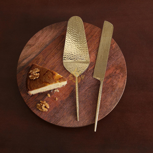 Ensemble de spatules à gâteau en métal de style classique avec design martelé, couteau à dessert et pelle à tarte pour mariage, vaisselle au design intemporel - Product Image 1