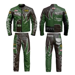 Combinaison de course en cuir pour moto, coupe-vent, imprimée, avec logo personnalisé - Équipement de protection pour piste pour hommes - Product Image 1