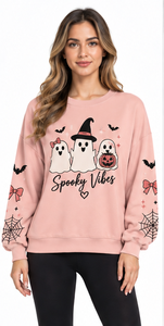 Halloween Printed Front <b>Sweatshirt</b> Cute <b>Black</b> Cat Pumpkin Graphic 100% Cotton Oversized <b>Crew</b> <b>Neck</b> Long Sleeve Pullover Autumn - Product Image 3