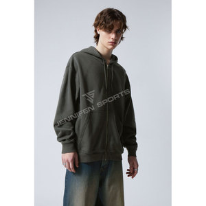 Sweat à capuche zippé surdimensionné personnalisé de haute qualité pour homme, double fermeture éclair, lourd, 100 % coton, respirant, séchage rapide, tricoté - Product Image 3