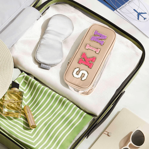 Trousse de Maquillage Portable Préppy à Fermeture Éclair, Transparente, en Chenille avec Lettres, Imperméable, Pliable, Organisateur pour Voyage et Rangement en Vacances - Product Image 5