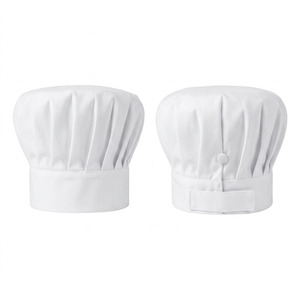 Casquettes de chef pour hommes en polycoton premium 190 GSM, couronne plissée, réglables, blanc et noir, logo brodé personnalisé - Product Image 1