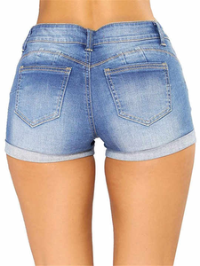 Shorts de mezclilla ajustados para mujer, de cintura media, rasgados, de alta calidad, estilo urbano, para verano - Product Image 5