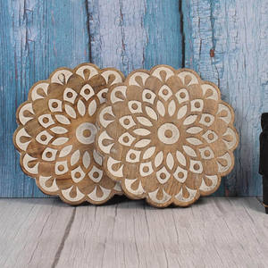 Dessous de plat en bois Mandala rond personnalisé pour casseroles et poêles porte-théières en bois de manguier tampons chauds décor de comptoir de cuisine décor à la maison - Product Image 3