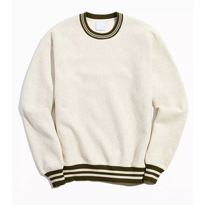 Pull en maille ras du cou crème pour homme 2026, coupe classique, couleur unie, 100 % coton, anti-boulochage, décontracté, pour l'automne - Product Image 1