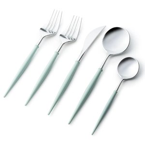 Juego de Cubiertos de Acero Inoxidable con Diseño de Plumas y Mango de Latón, Juego de Cubiertos Plateados para Decoración de Mesa en Hogar, Bodas y Fiestas - Product Image 5