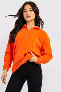 Sweat-shirt demi-zip en micro polaire pour femme, coupe décontractée, pull décontracté, fournisseur d'articles de vêtements OEM en gros, sweats à capuche pour femme - Product Image 1