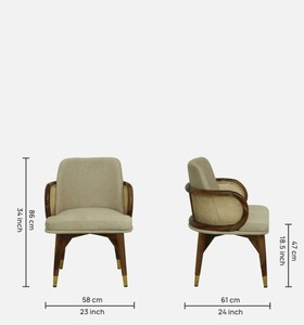 Modern Solid Wood <b>Dining</b> <b>Chair</b> Upholstered with Velvet Seat Cane Back Midcentury Design Home Furniture - Product Image 6