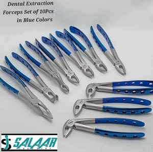 Kit Dental Profesional con Fórceps de Extracción, Color Azul, Juego de 11 Piezas, Acero Inoxidable Alemán, Certificado CE, Kit de Extracción de Dientes - Product Image 1