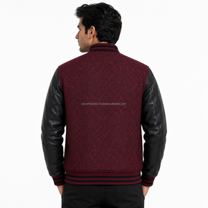 Blouson universitaire pour homme, blouson de baseball personnalisé, blouson bomber universitaire en gros pour homme, avec manches en cuir et broderie de patch - Product Image 2