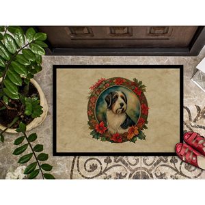 Nouveau barbu Collie fleurs de noël paillasson antidérapant lavable faible pile intérieur extérieur tapis 18H X 27W tapis de porte avant pour entrée - Product Image 3