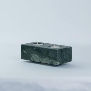 Support de bougie en pierre de Toronto texturé marron et blanc de luxe, aspect marbre naturel, accent décoratif de table pour salon et salle à manger - Product Image 4