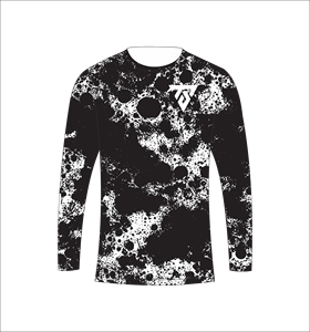 Camiseta de manga larga para hombre, personalizada, sublimada, en blanco y negro, con textura grunge y efecto salpicado, para caza, pesca, deportes atléticos. - Product Image 2