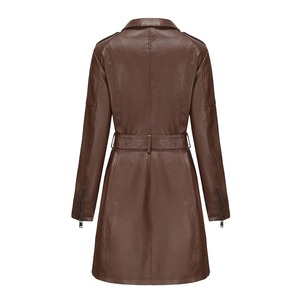 Abrigo Largo de Cuero Genuino para Mujer, Diseño OEM, Moda de Invierno, Impermeable, Transpirable, Ecológico, Cierre Triple, Chaqueta Casual y Elegante - Product Image 2