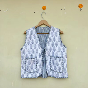 Indian Handmade 100% Cotton Eco-Friendly Quilted Anti-Wrinkle Quick Dry Breathable Front Pocket <b>Covered</b> <b>Button</b> Autumn Winter - Product Image 1