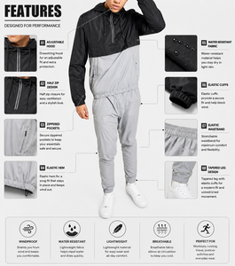 Manufacturer Two Piece windbreaker Set streetwear High Quality Breathable Windbreaker Set <b>For</b> Online <b>sale</b> - Product Image 5