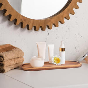 Juego de 2 bandejas ovaladas de madera de Acacia de granja rústica, respetuosas con el medio ambiente, duraderas, hechas a mano, organizador de almacenamiento de cocina, platos, botellas de Perfume - Product Image 4