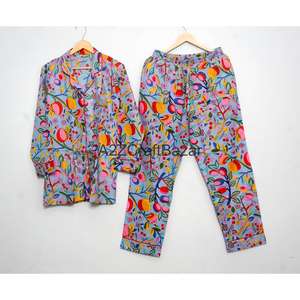 Conjunto de Pijama de 2 Piezas para Mujer, Hecho a Mano, de Lujo, Vintage, Romántico, Clásico, Floral, 100% Algodón, Suave, Liso, Transpirable, de Secado Rápido y Elástico - Product Image 3