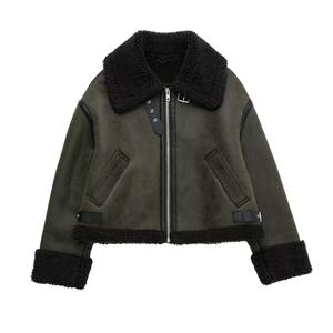 Chaqueta de Cuero PU de Manga Larga Estilo Vintage para Mujer, Abrigo Cálido de Invierno con Decoración de Piel, Cierre de Cremallera, Estilo Casual, Talla XL, a la Moda - Product Image 6