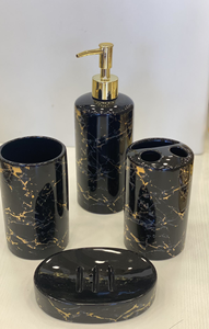 Luxury Resin Eco-Friendly Customized <b>Bathroom</b> Set <b>Green</b> Marble Pattern Five-Piece Tray Included Easy to Clean Modern - Product Image 6