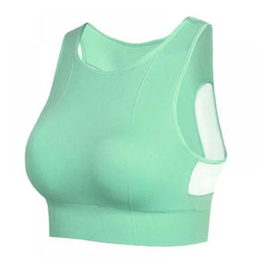 Soutien-gorge de sport pour femme adulte, utilisation extérieure, qualité supérieure, sans couture, léger, maintien élevé, bretelles halter, extensible dans quatre directions - Product Image 1