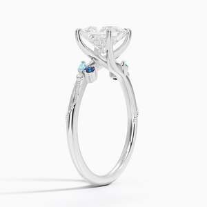 Anillo BOJ 0107 con Corte Princesa, Plata 925, Alexandrita de Laboratorio, Engaste de Puntas, Anillo Solitario con Diamante de 2ct, Color D, VVS1, Moissanita GRA - Product Image 2